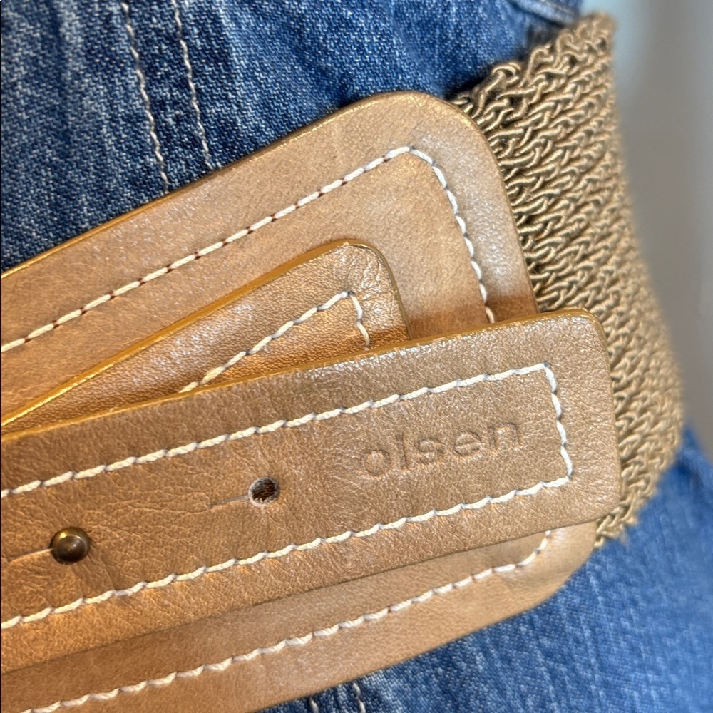 Olsen tan leather and Cotton weaved belt size medium - Picture 6 of 13